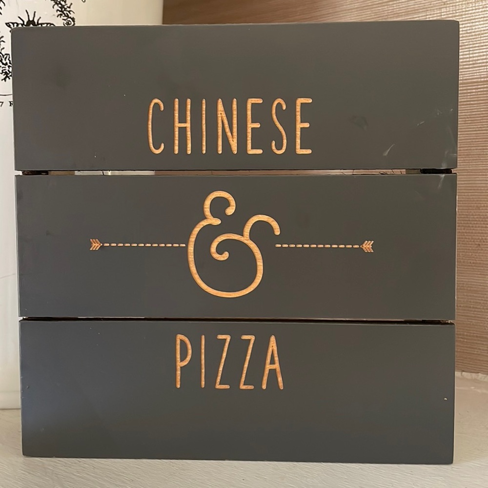 Take out! Chinese & Pizza wooden wall art - fav takeout! 🥡🥢🍕sign
